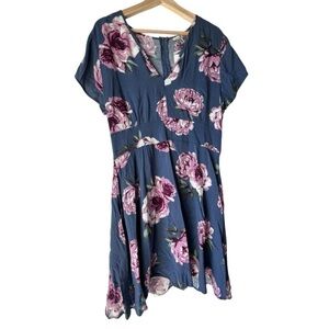 Women’s Charlotte Russe mini dress floral rose Europe casual blue size XL.